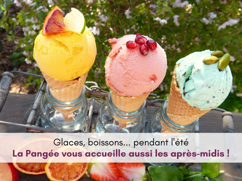 Restaurant ouvert les apres-midi-vente de glaces-La Pangee